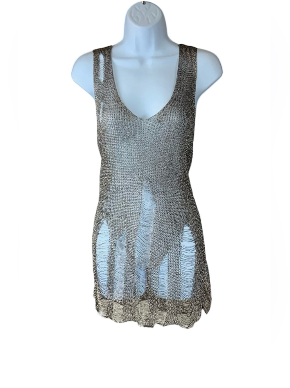Hot & Delicious Metallic Distressed Mini Dress